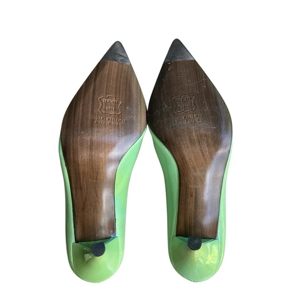 Stuart Weitzman Mint Green Patent Leather Pointed Toe Stiletto Pumps Heels 7M